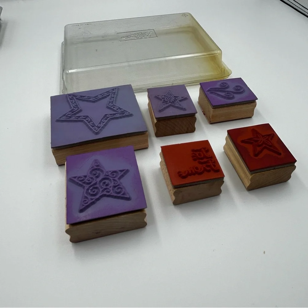 Stampin' Up! Holiday Mounted Rubber Stamp Sets Tree Trimmings Stars To: From: - Picture 8 of 12